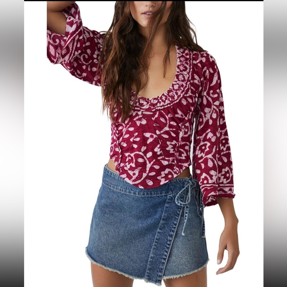 Free People Red And White Top